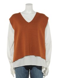 GIPSY BLUE/ジプシーブルー GIPSY BLUE カシュクールニットベスト+プリーツブラウスアンサンブル/507044048