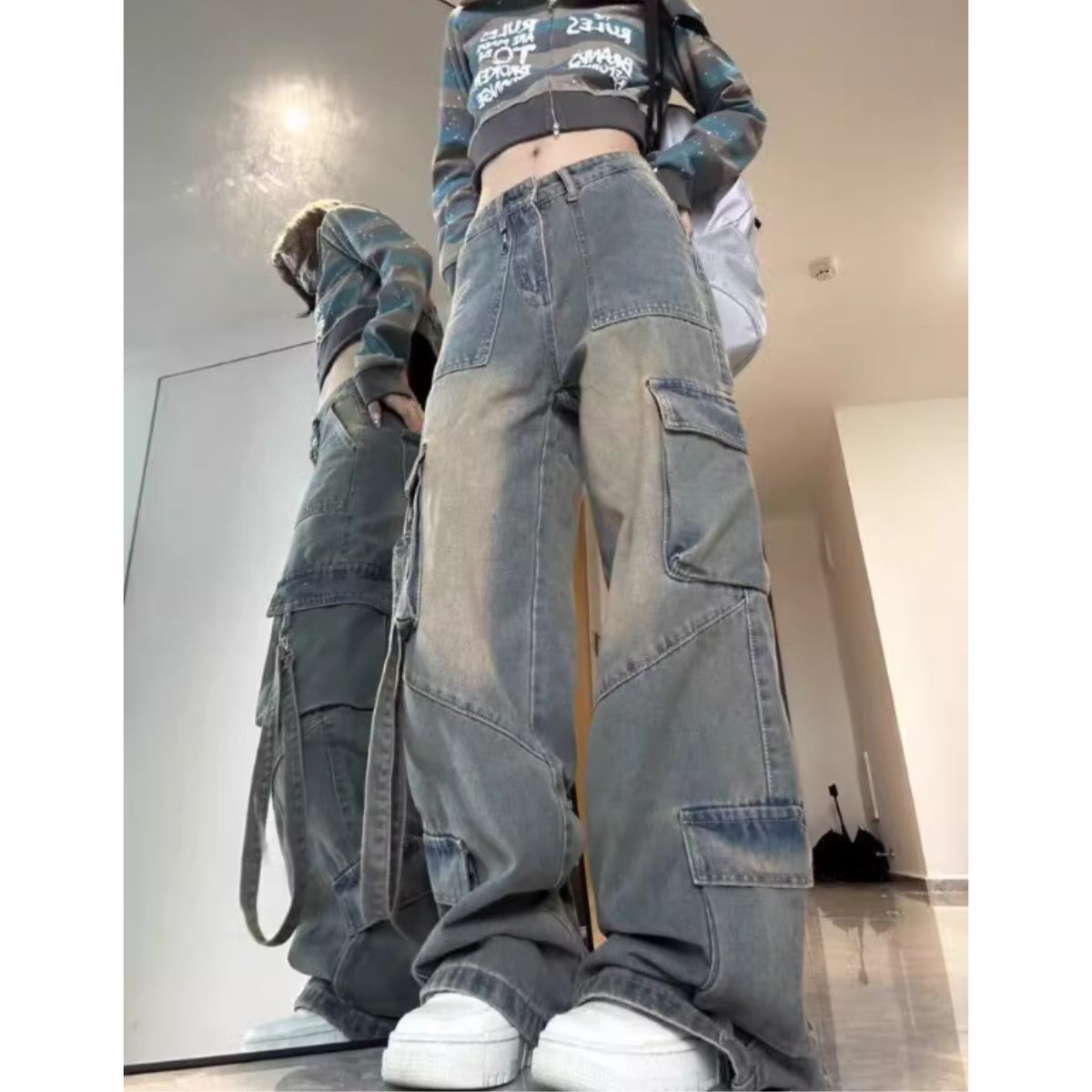 ウール ワイドレッグパンツ M〜XL ストリートカジュアル ワイドレッグストリートチノ LM0053 – YOLO（ヨロ