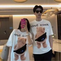 Belle Cie/ベルシー Belle Cie Tシャツ 半袖 プリントT 転写 アニマル かわいい ユニーク レディース くま フェイク 男女兼用 大きいサイズ シンプル ロゴ/507044914