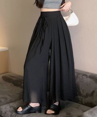 RIFF/リフ Riff 透け感のある軽やかな風合い ガウチョ スカーチョ ハイウエスト フレアパンツ ワイドパンツ シフォン ウエストゴム ロングパンツ ボトム 無地/507045894