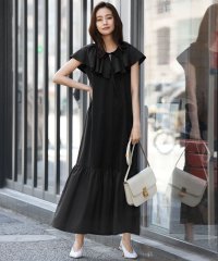 ELFRANK/エルフランク ELFRANK フリルカラー異素材ドッキングロングワンピース【洗える】/507046015