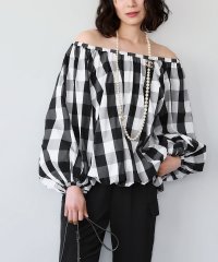 ELFRANK/エルフランク ELFRANK 2WAYブロックチェックオフショルダーブラウス【洗える】/507046025