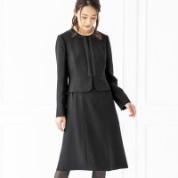 LELTKS/トウキョウソワール 東京ソワール WEB限定商品 洗える 前開きアンサンブル 喪服 レディース ブラックフォーマル ノーカラー ジャケット ワンピース 2点セッ/507046202