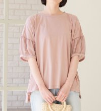 Viola e Viola/【5つの機能付】ボリューム袖シフォン切替Ｔシャツ/507046979