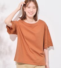 Viola e Viola/ヴィオラ エ ヴィオラ Viola e Viola 綿100％ 袖レース切替Tシャツ/507047040