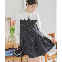 KOBE LETTUCE/コウベレタス KOBE LETTUCE ドット柄ジャガードジップジャンスカペプラムワンピース [E3381]/507048329