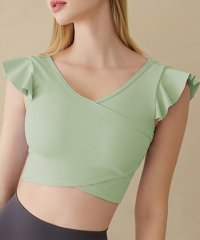 TeddyShop/テディショップ Teddyshop レディース ショルダーフリルのラップ風ヨガトップス/507048885