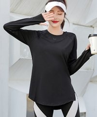 TeddyShop/テディショップ Teddyshop レディース 長袖サムホール付きサイドスリットヨガトップス/507048886