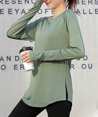 TeddyShop/テディショップ Teddyshop レディース 長袖サムホール付きサイドスリットヨガトップス/507048886