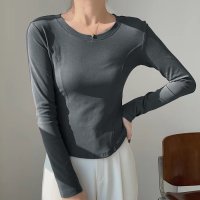 shoppinggo/ショッピングゴー shoppinggo Tシャツ レディース 長袖 丸首 無地 カットソー 長袖tシャツトップス インナー 黒 カジュアル 防寒/507051169