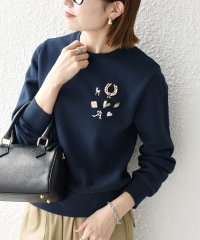 SHIPS any WOMEN/SHIPS any:〈手洗い可能〉裏起毛 ビジュー クルーネック コンパクト プルオーバー/507052254