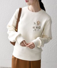 SHIPS any WOMEN/SHIPS any:〈手洗い可能〉裏起毛 ビジュー クルーネック コンパクト プルオーバー/507052254