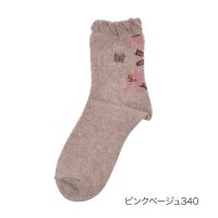 HANAE MORI/ハナエモリ HANAE MORI 福助 【HANAE MORI】 靴下 バッグ柄 クルー丈 履き口ゆったり(3200－08M) 片面刺しゅう 婦人 女性 レディ/506883853