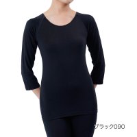 manzoku/マンゾク 満足 福助 【満足 ： 360゜Easy Stretch】 長袖シャツ 無地 7分袖 吸放湿性(37－7722) LLサイズ 婦人 女性 レディース /506883921