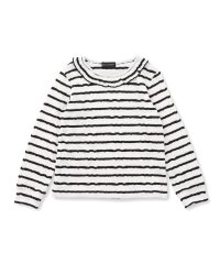BeBe Petits Pois Vert/【店舗限定】ボーダー襟フリルトップス(95~150cm)/507054821