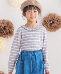BeBe Petits Pois Vert/【店舗限定】ボーダー襟フリルトップス(95~150cm)/507054821
