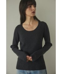 BLACK BY MOUSSY/rib round neck wool tops/507055344