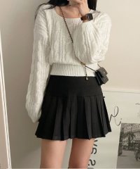 Grandeir/グランディール Grandeir クロップド丈ケーブル編みニット長袖セーター/507072557