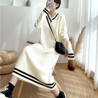 Private Beach/プライベートビーチ privatebeach 配色Vネックニットロングワンピース/507074636