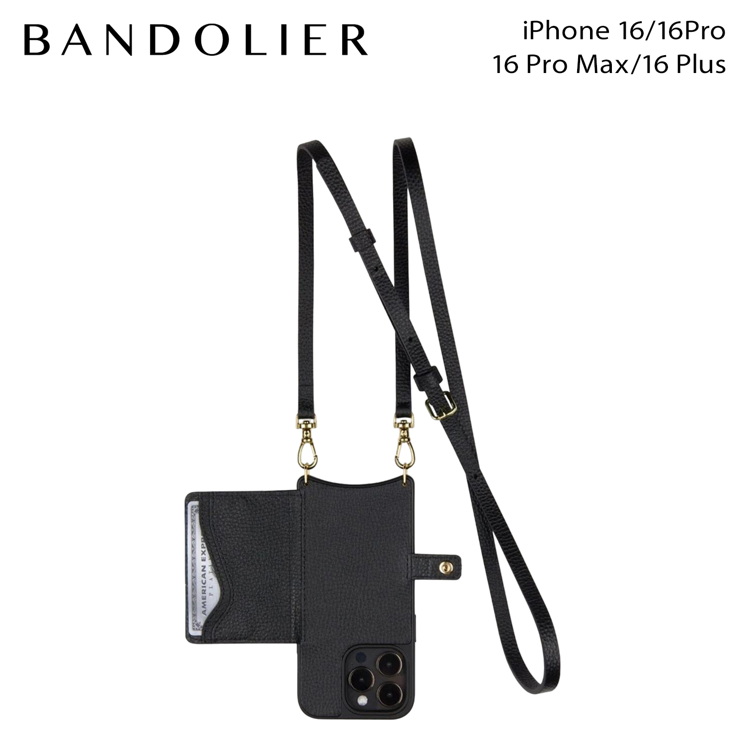 BANDOLIER iPhone 16用 ブラック ストラップ付 Amazon.co.jp