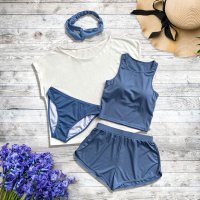 Angel Luna/エンジェル ルナ Angel Luna 【タンキニ水着5点セット】レディース 体型カバー Tシャツ ラッシュガード セパレート タンクトップ 短パン カチューム/507080566