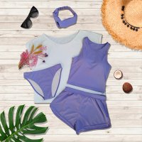 Angel Luna/エンジェル ルナ Angel Luna 【タンキニ水着5点セット】レディース 体型カバー Tシャツ ラッシュガード セパレート タンクトップ 短パン カチューム/507080566