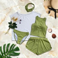 Angel Luna/エンジェル ルナ Angel Luna 【タンキニ水着5点セット】レディース 体型カバー Tシャツ ラッシュガード セパレート タンクトップ 短パン カチューム/507080566