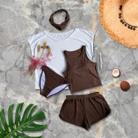Angel Luna/エンジェル ルナ Angel Luna 【タンキニ水着5点セット】レディース 体型カバー Tシャツ ラッシュガード セパレート タンクトップ 短パン カチューム/507080566