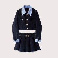 LA POMME petit/ラポミ プチ LA POMME petit Patchwork Navy Jacket Set Up パッチワーク ネイビージャケットセットアップ/507080904
