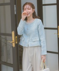 Retica/レティカ Retica ノーカラーパールミックスツイードジャケット×タック入りパンツスタイルセットアップセレモニースーツ/507081641