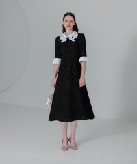 Leja/レジャ Leja 花柄レースカラースパンコール刺繍Aラインフレアドレスワンピース美脚効果結婚式 パーティードレス 成人式 20代 30代 40代/507081706