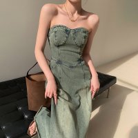 Private Beach/プライベートビーチ privatebeach ベアトップデニムワンピース/507082090