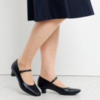 HIMIKO/ヒミコ 卑弥呼 【撥水レザー/冠婚葬祭や就活に】3.5cmヒールストラップ付ブラックパンプス/600005/507082119