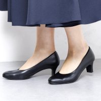 HIMIKO/ヒミコ 卑弥呼 【撥水レザー/冠婚葬祭や就活に】5cmヒールラウンドトゥブラックパンプス/600006/507082120