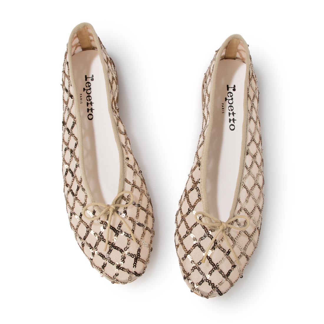 repetto キルティング　バレエ　パンプス キルティング バレエシューズ ファブリック シャンパンゴールド