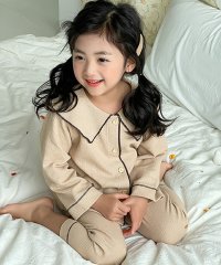 TeddyShop/テディショップ Teddyshop キッズ 長袖ワッフルパイピングラウンドカラールームウェア 上下2点セット/507087232