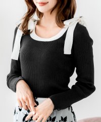 JULIA BOUTIQUE/ジュリアブティック JULIA BOUTIQUE 肩のリボンがポイント。ショルダーリボンニットトップス/507087740