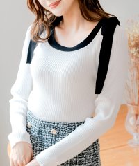 JULIA BOUTIQUE/ジュリアブティック JULIA BOUTIQUE 肩のリボンがポイント。ショルダーリボンニットトップス/507087740