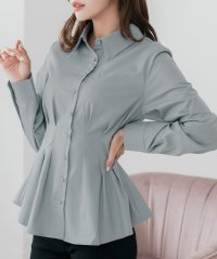 JULIA BOUTIQUE/ジュリアブティック JULIA BOUTIQUE パールボタンくびれシャツ [24547 長袖 ミドル丈 無地 レディース トップス カットソー ]/507087745