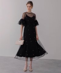 Leja/レジャ Leja ティアードフリルスリーブレイヤードパールワンピースドレス美脚効果結婚式 パーティードレス 成人式 20代 30代 40代/507088397