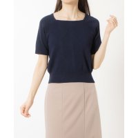 12Twelve Agenda/トゥエルブアジェンダ 12Twelve Agenda ダイヤ柄スクエアネック半袖ニットプルオーバー/507088597