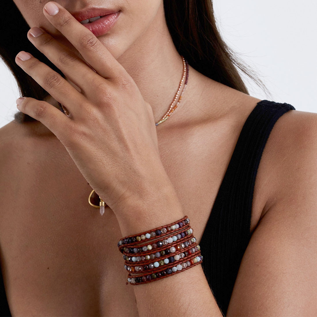 未使用 CHAN LUU × BEAMS チャンルー ビームス ブレスレット レザー 別注 シルバーナゲット 1連ブレスレット バングル 28001354 CHAN LUU チャンルー ブレスレット チョーカー セット