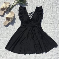 Angel Luna/エンジェル ルナ Angel Luna 【ワンピース水着】レディース 体型カバー オールインワン 一体型 ノンワイヤー Vネック バックシャン クロス フリル袖/507091133