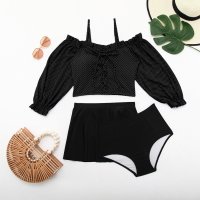 Angel Luna/エンジェル ルナ Angel Luna 【タンキニ水着3点セット】レディース 体型カバー 長袖アウター ビキニ フリル 編み上げリボン スカート セパレート ハ/507091136