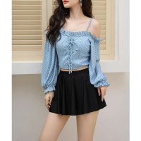 Angel Luna/エンジェル ルナ Angel Luna 【タンキニ水着3点セット】レディース 体型カバー 長袖アウター ビキニ フリル 編み上げリボン スカート セパレート ハ/507091136