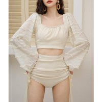 Angel Luna/エンジェル ルナ Angel Luna 【タンキニ水着2点セット】レディース 体型カバー 長袖トップス 異素材 ビキニ セパレート ハイウエスト 無地 小胸 盛/507091140
