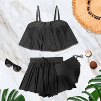Angel Luna/エンジェル ルナ Angel Luna 【タンキニ水着3点セット】レディース 体型カバー フリル フレア ビキニ キャミソール風 ショートパンツ 短パン セパレ/507091192