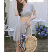 Angel Luna/エンジェル ルナ Angel Luna 【ビキニ水着4点セット】レディース 体型カバー 袖 トップス アウター フリルブラ ワイヤー入り フレアスカート セパレ/507091206
