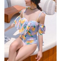 Angel Luna/エンジェル ルナ Angel Luna 【ワンピース水着】レディース オールインワン 一体型 オフショル フリル ワイヤー入り パット入り ライトブルー イエロ/507091215