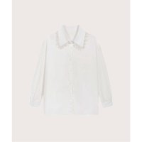 LA POMME petit/ラポミ プチ LA POMME petit Texture Pearl Collar Shirt テクスチャーパールカラーシャツ/507091908